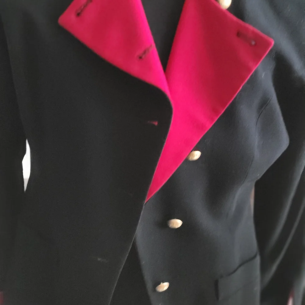 Vintage Black And Red Dior Skirt And Jacket Suit
